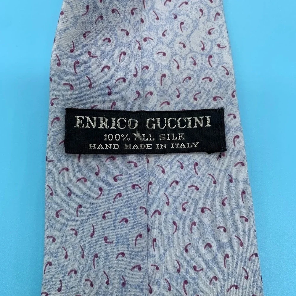 Enrico Guccini Men's Light‎ Blue Dress Tie All Silk Classic Necktie